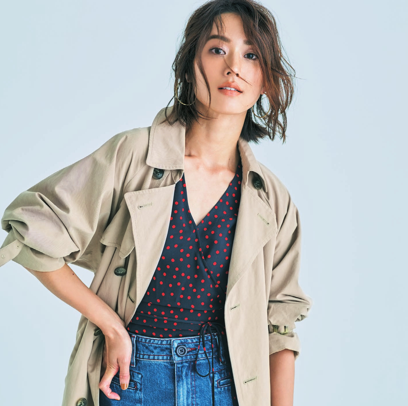 マーロンエノンフィ美品ボリュームパフトレンチコートyori heveオーガへイヴ EPOCA コート 40 ライトウールリバー ロングコート（M5B01442＿＿