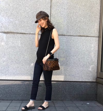 Iライン意識でスッキリ！妊娠8カ月のマタニティデニムコーデ