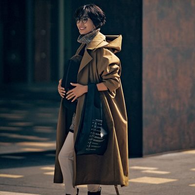 防寒に効くニット×アウター！抱っこ紐の日も洗練度UP【明日のコーデ】