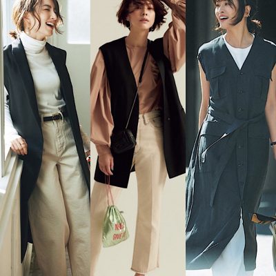 羽織るだけで簡単に秋っぽくなれる「黒ジレ」コーデ3選