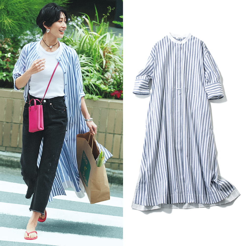 シャツワンピは“ストライプ”が使える！即こなれる着回しテク3選 | VERY