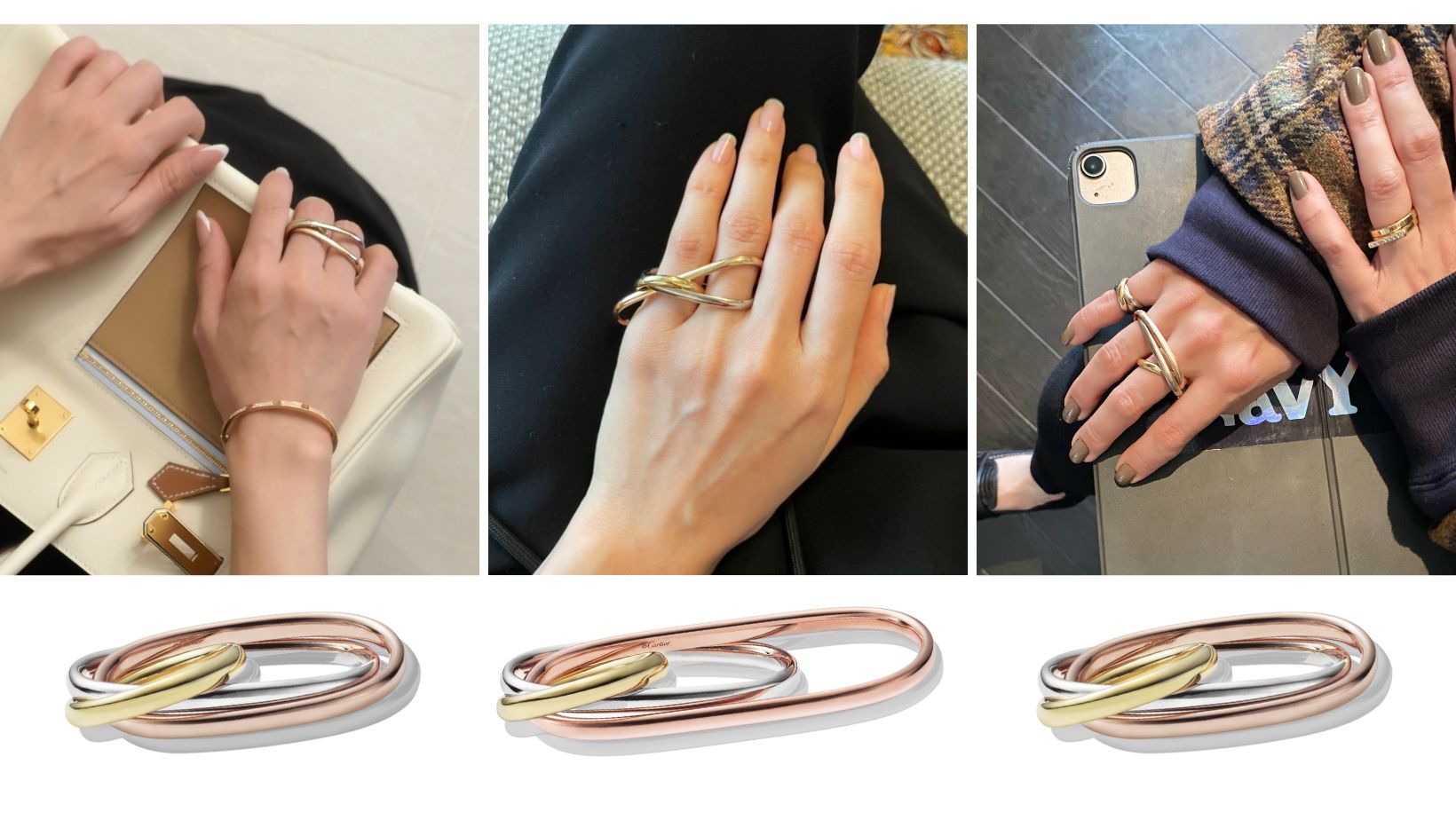 美品】Cartier カルティエ トリニティ フープ ピアス 片耳用 5370 