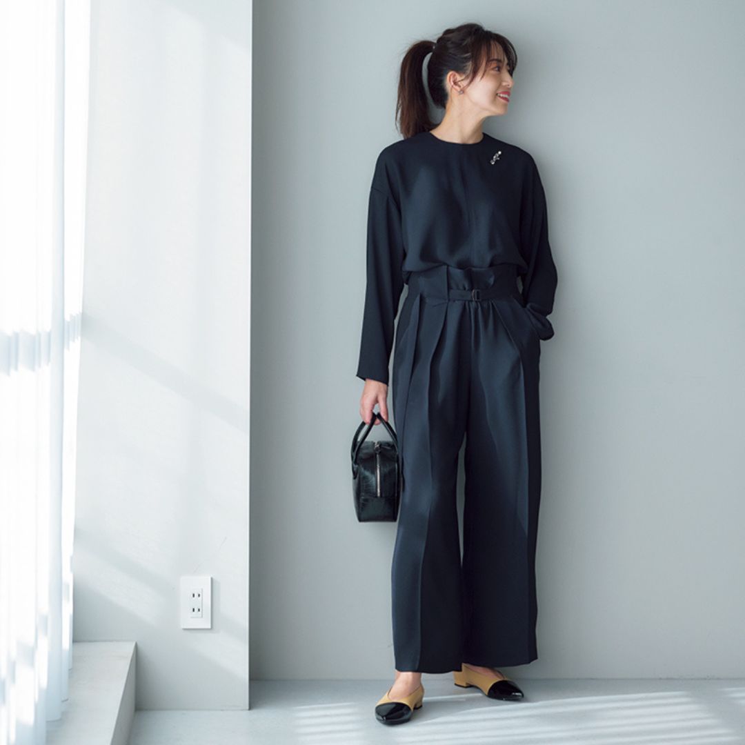 シロヤイチガン 紺のワイドパンツ二枚 net限定】高島縮 20/10 ワイド