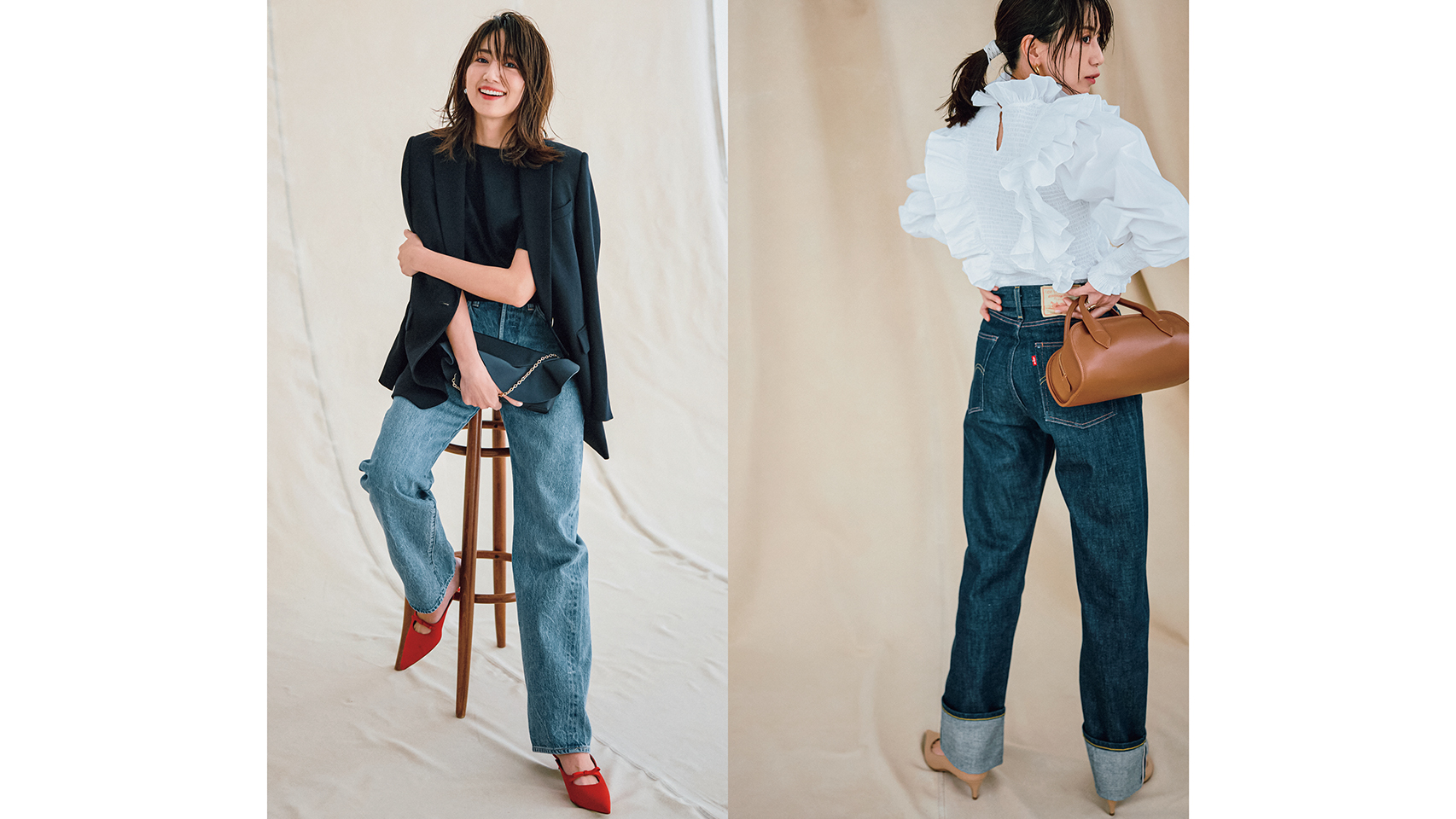 PEOPLESENSE リジットデニム　ストリートシック　ニットさん着用　M 人気スタイリストの推しデニム8本！旬顔コーデのコツは？ | VERY