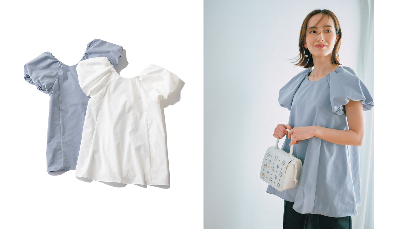 Tシャツ以上”に使える甘トップス！バルーン袖で二の腕もカバー | VERY