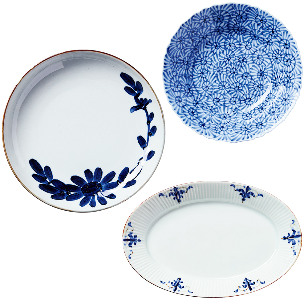 洒落た印判手のお皿５枚　和にも洋にも 洒落た印判手のお皿5枚 和にも洋にも 洒落