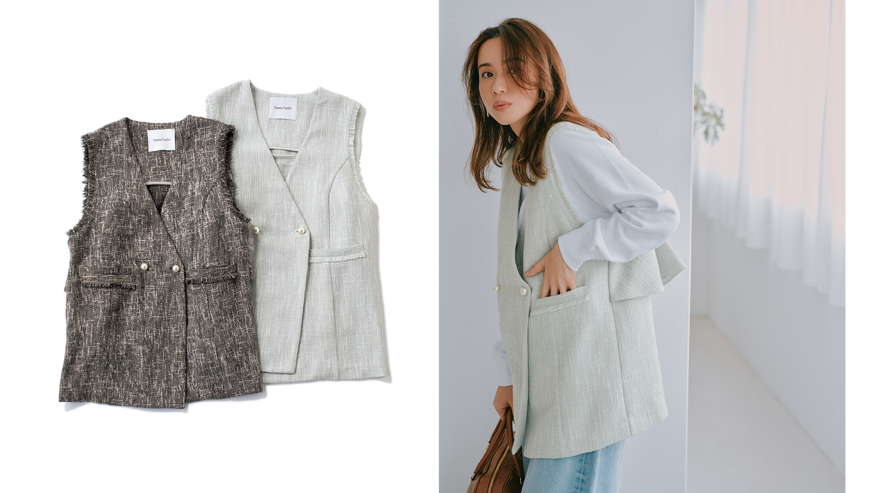 アルベロベロ紫グレーのニットベスト