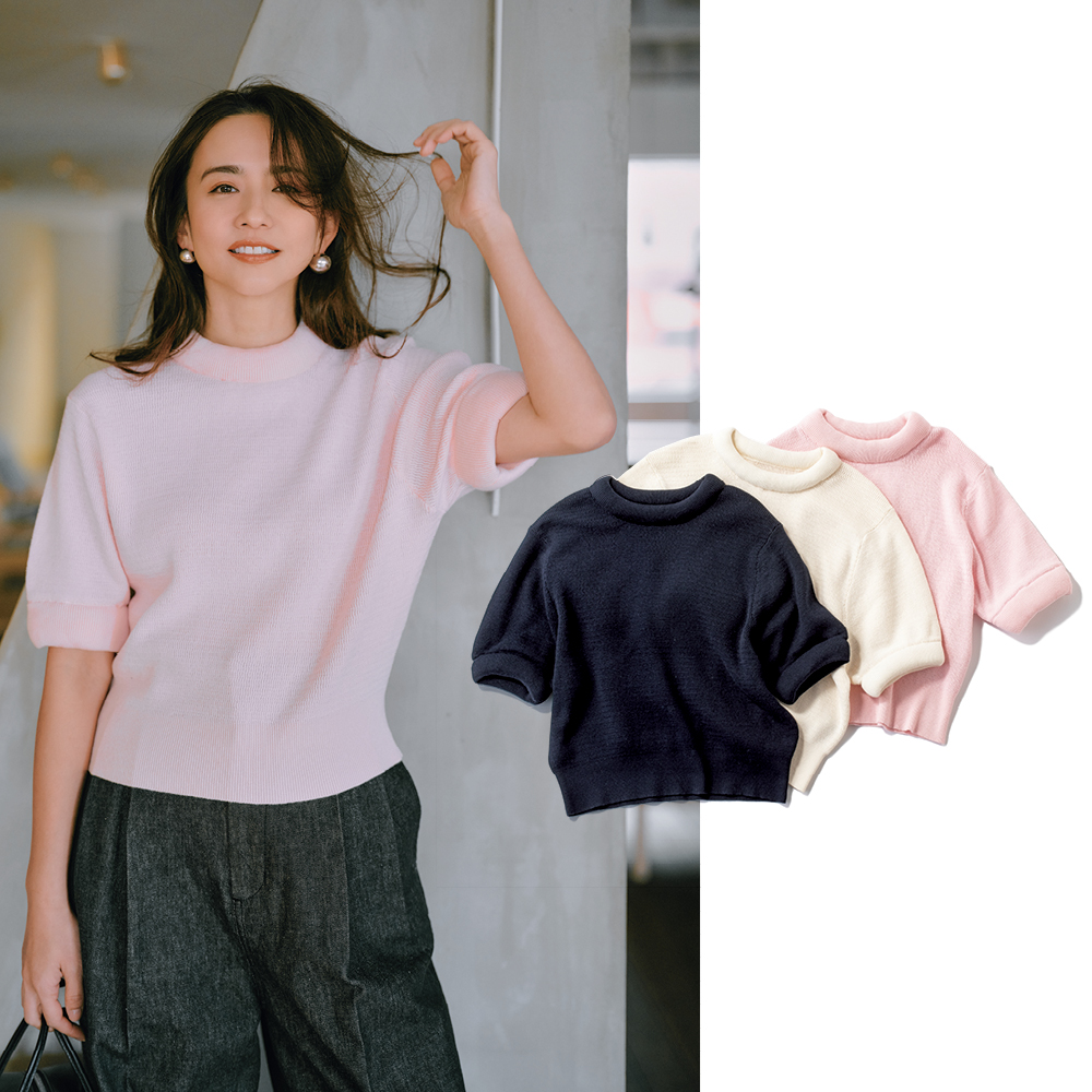学校、通勤etc.】ママのキレイめに『半袖ニット』！Tシャツ以上に