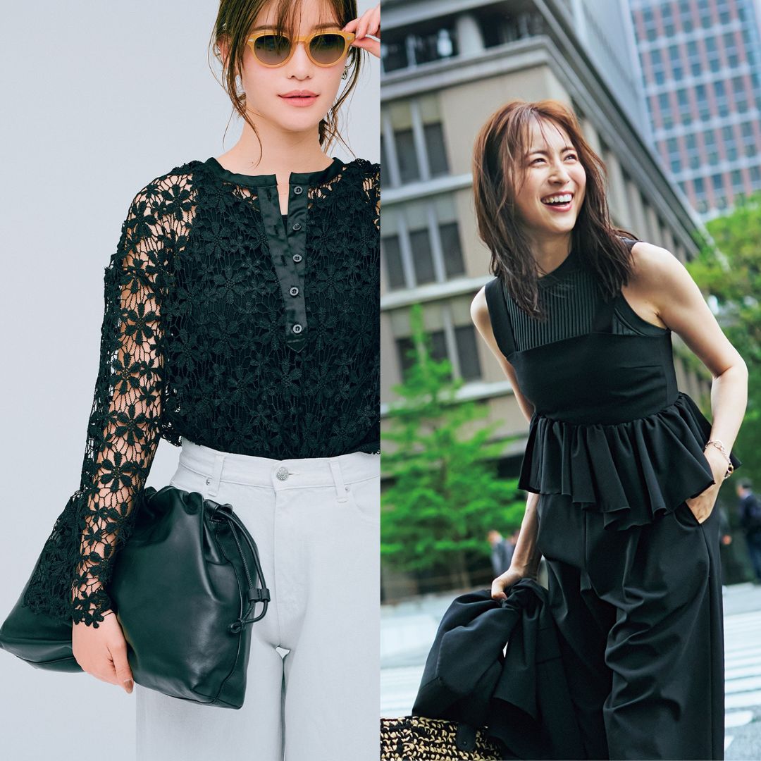 夏の黒】フリル、ギャザー…「甘トップス」なら涼しげ＆キレイ！ | VERY