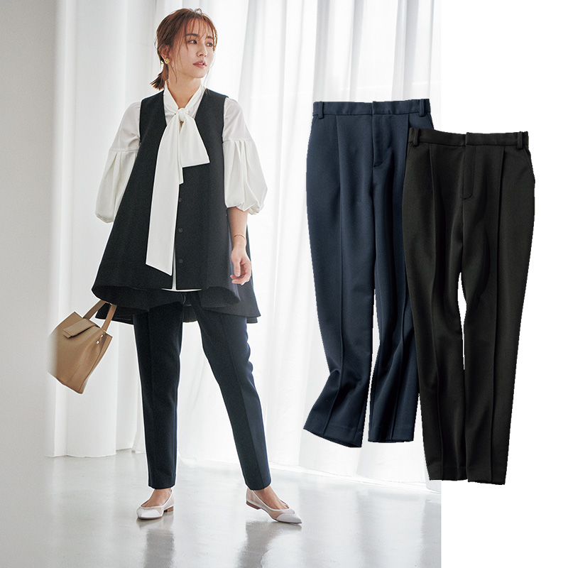 VERYコラボ THREE SQUARE 美脚ストレッチパンツ THREE SQUARE]美脚