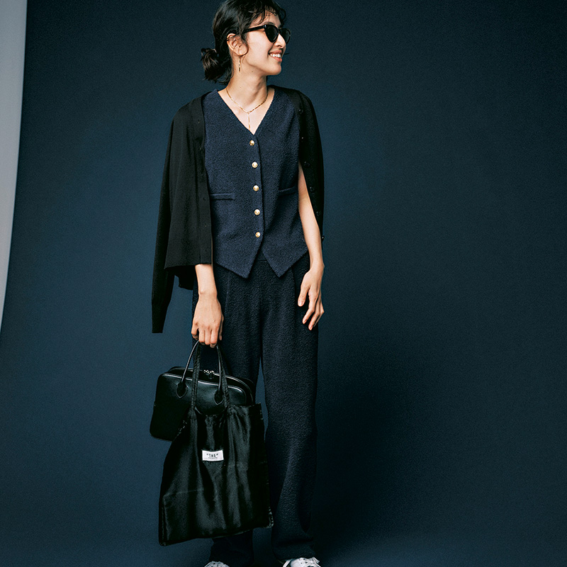 通勤、母業etc.】柔らか素材の『ジレ＆パンツ』で“程よく