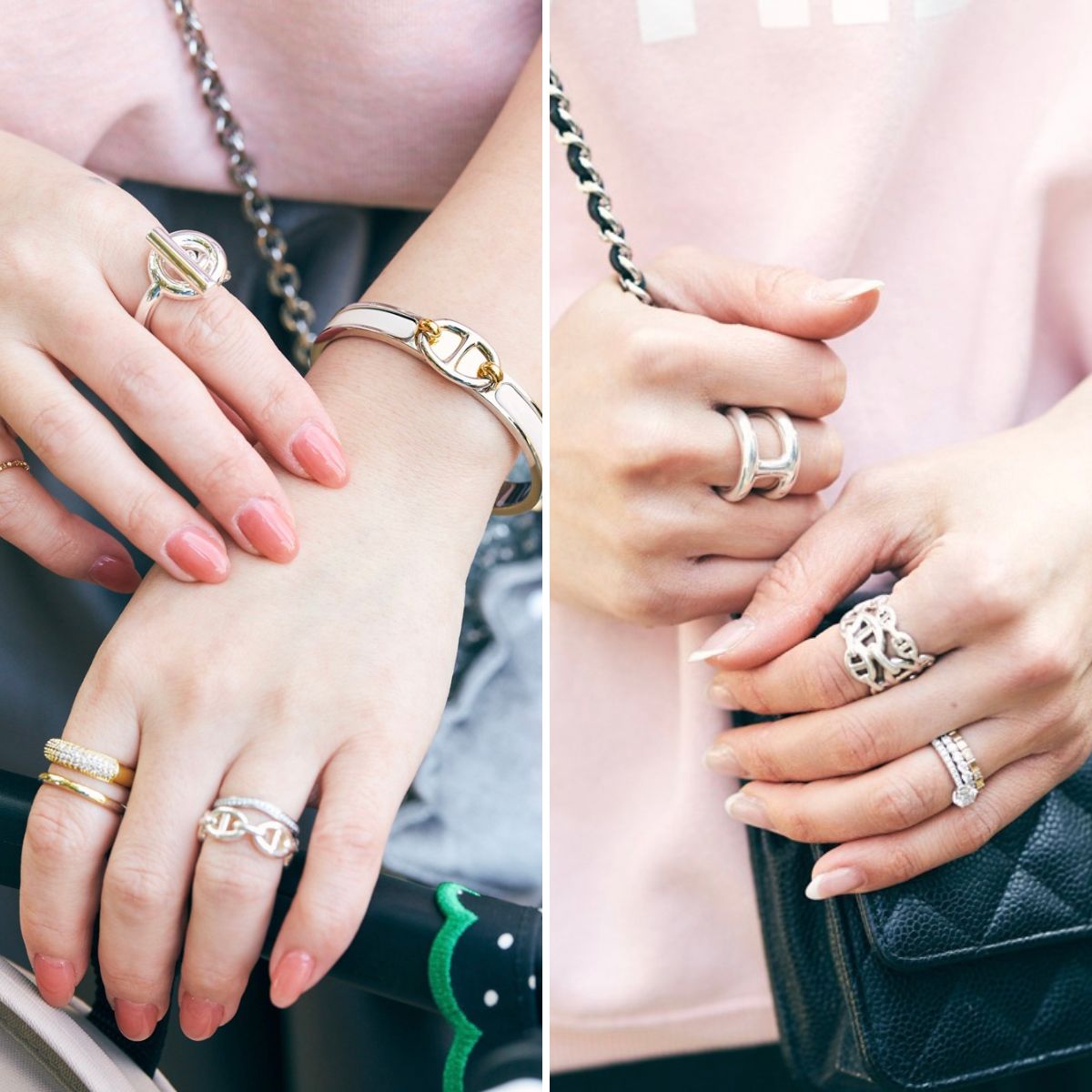 カジュアルママの手元に【エルメスのシェーヌ・ダンクル】！2個づけ派