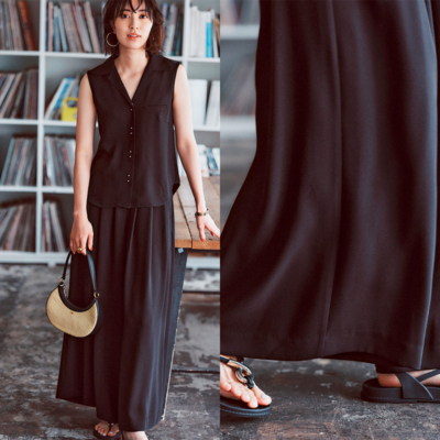 【ラクでキレイめ】ブラウス＆ワイドパンツの『セットアップ』は着痩せ要素も満載！