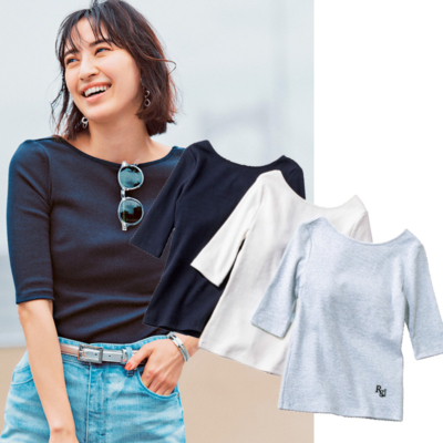 体のラインを拾わない『カップ付きカットソー』で終日ラクにキレイ見え！