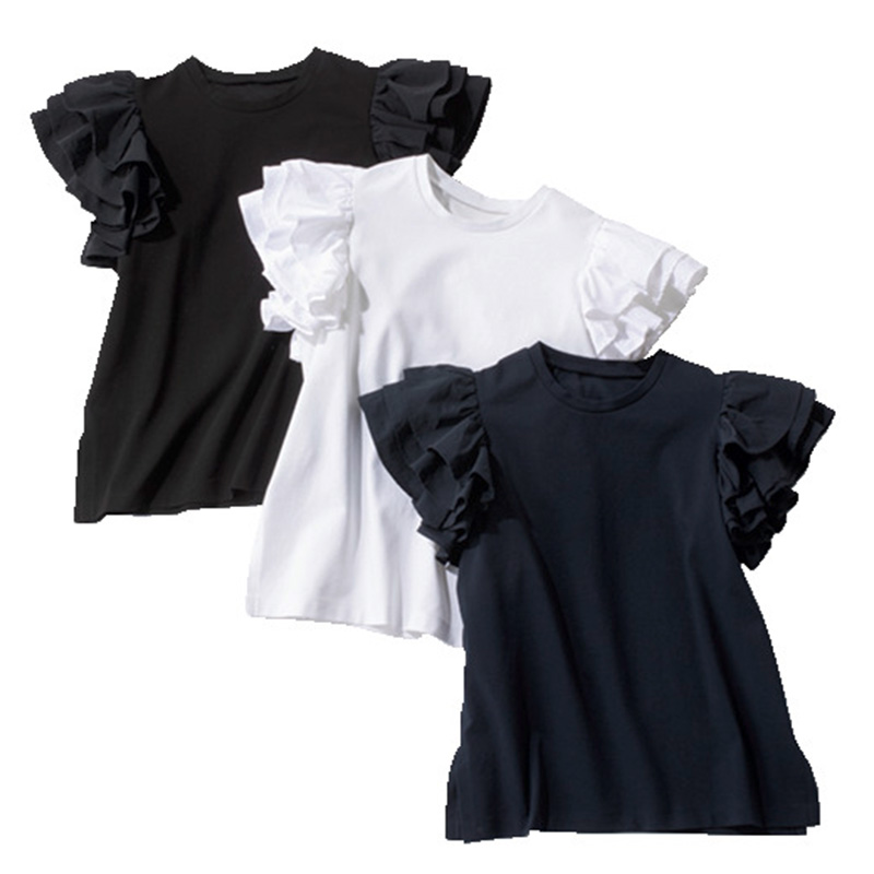 肩のフリルが華やかなキレイめTシャツ, 華やかカットソー