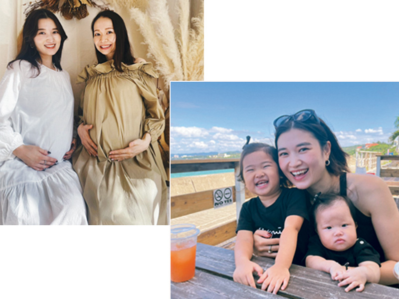 子育て支援サービスを主宰するママの妊娠中の写真と子どもたちとの写真