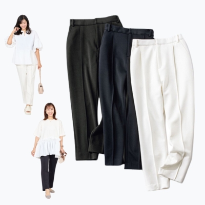 妊娠中でも穿ける「センタープレスパンツ」が有能すぎる！全身白も挑戦しやすい