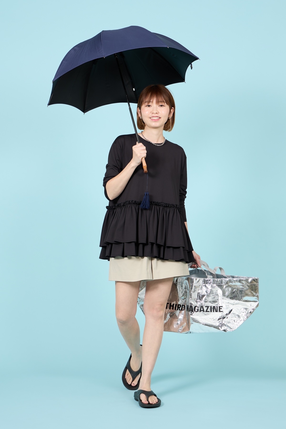 クラウドチーム山田絵梨さのVERY[THREE SQUARE]フリルラッシュプルオーバー