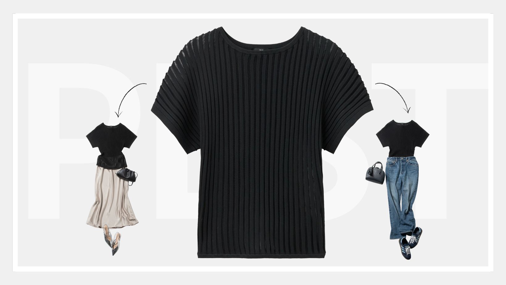 Tシャツ感覚できれいめ！【PLST】シアーリブニットで着回して