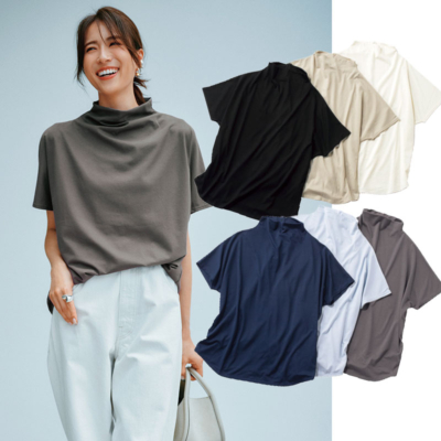 季節上手な『Tシャツ』発見！変形ネックでさらっとサマ見え