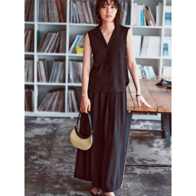 【ワンピ風セットアップ】はブラウス×ワイドパンツで楽ちんキレイ！