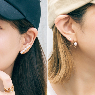 『キャップ上手』なママの耳元に“パール”あり！【キレイめコーデ3選】