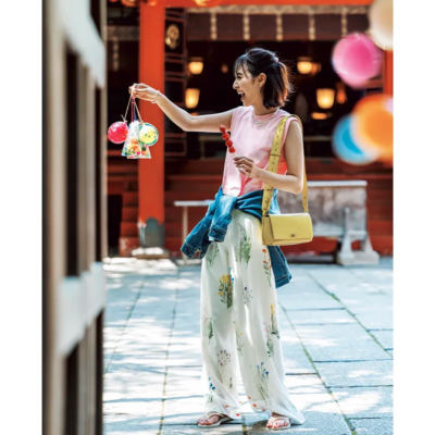 夏の帰省に【柄パンツ】でオシャレ気分UP！カラーコーデで華やかに