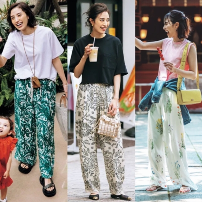Tシャツのまま華やか！【柄パンツ】の楽ちん上品コーデ8選