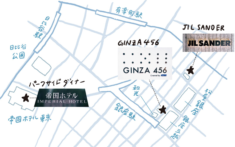 GINZA 456 Created by KDDIへの地図