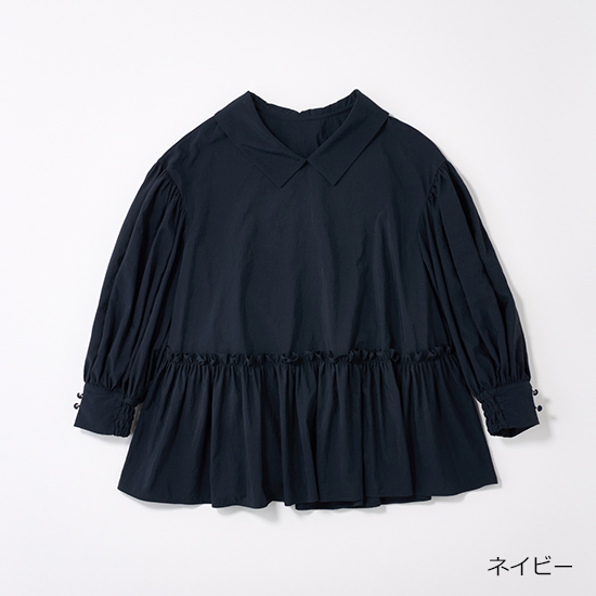 【THREE SQUARE】 2WAYタフタロングスリーブブラウス