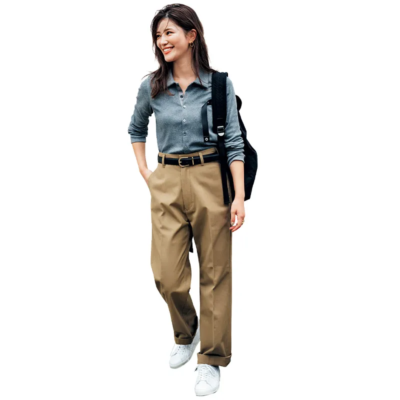 【キレイめ派の運動会】チノパンでこなれる！襟付きニットできちんと感も