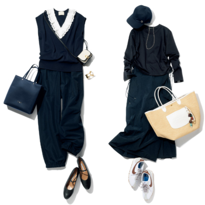 キレイめ【運動会コーデ3選】“ネイビー軸”の甘スポーティが大正解！