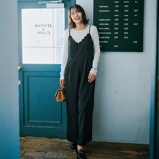 [THREE SQUARE]スカラップサロペット　￥19,800