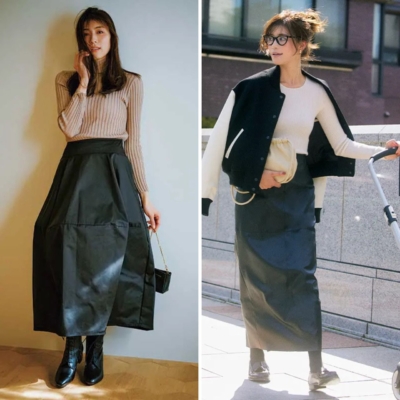 【黒スカートコーデ27選】30代40代ママの春夏秋冬おしゃれな着こなし