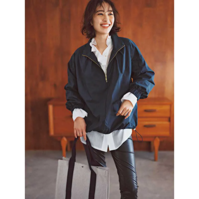 【秋アウター】にハーフジップがオシャレ！キレイめスポーティなママに