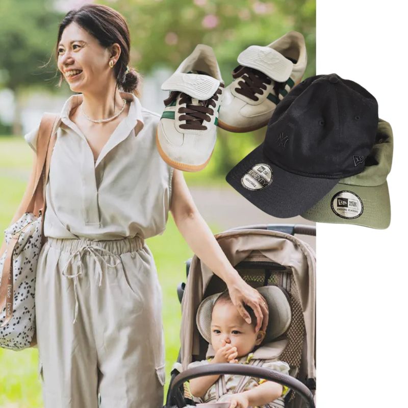 キレイめママは『キャップ＆楽ちんセットアップ』で週末カジュアル上手！