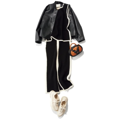 【運動会】キレイめ派ママはセットアップ×スニーカーのモノトーンで