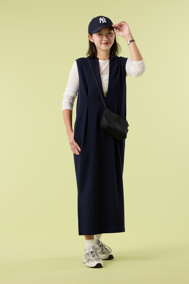 クラウドチームVERY杉山美保のTHREE SQUARE]タックジャンパースカートコーデ