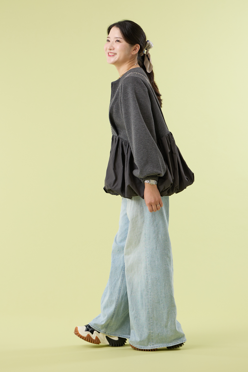 クラウドチームVERY開坂沙耶の[THREE SQUARE]バルーンコンビブルゾンコーデ