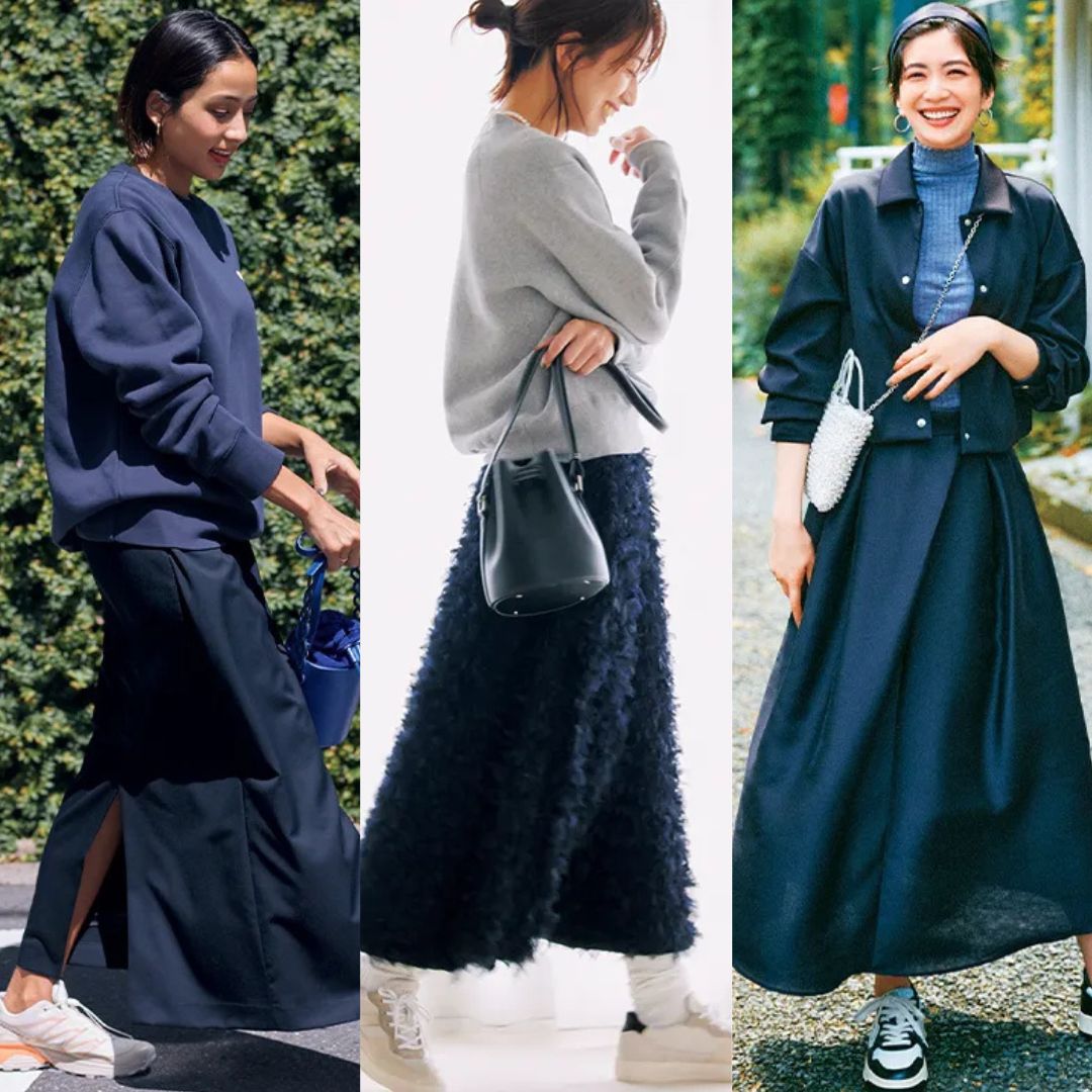 【秋の運動会コーデ7選】見守りママはスカートで！キレイめキープの大人カジュアル