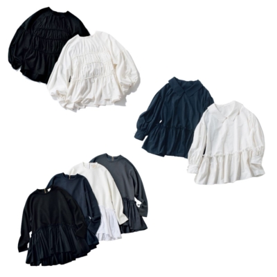 通勤OK！「甘すぎないペプラムトップス」体型カバーも〈コーデ３選〉