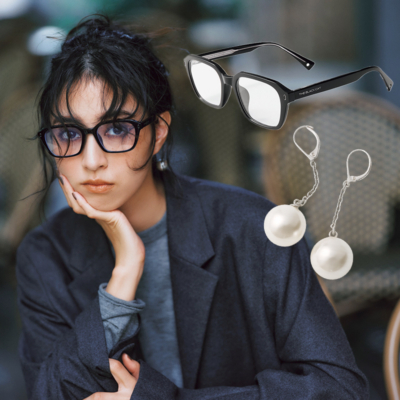 顔のアラも即隠せる！韓国発【黒ぶちメガネ×パール】が大人にちょうどいい