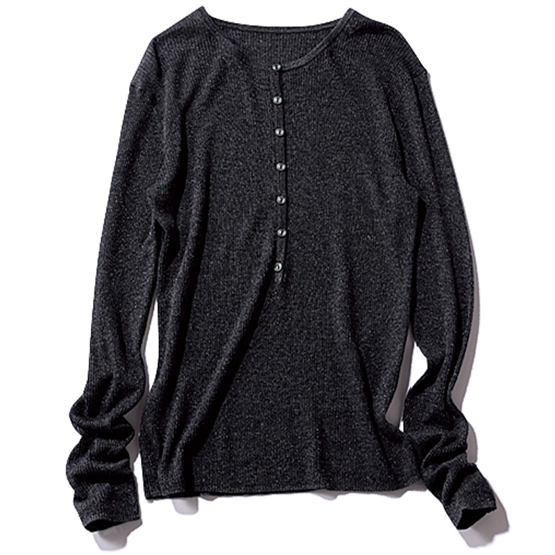 プラステのヘンリーネックのラメニット