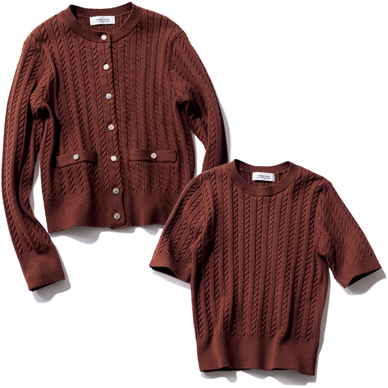 アルページュストーリーのブラウンのニットアンサンブル