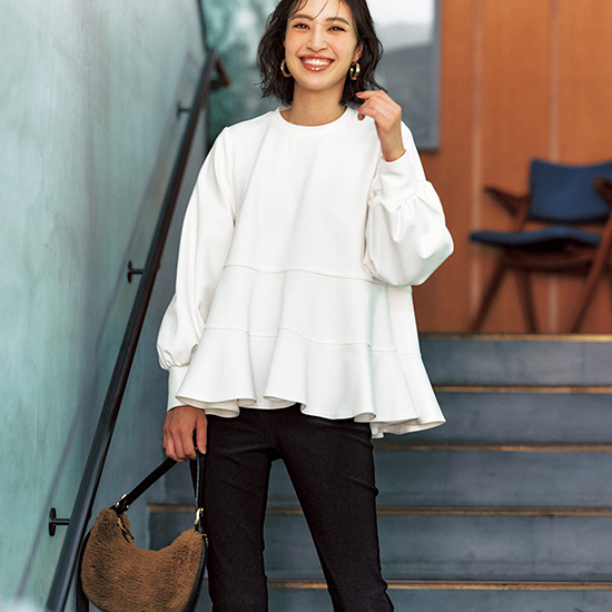 [THREE SQUARE]フレアボーダープルオーバー