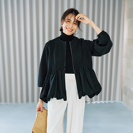 [THREE SQUARE]バルーンコンビブルゾン