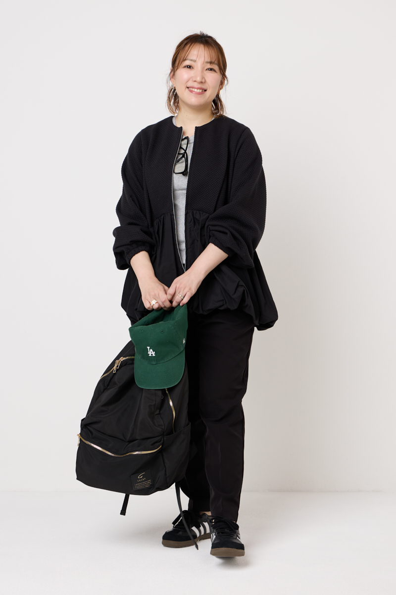 クラウドチームVERY田中ひとみの[THREE SQUARE]バルーンコンビブルゾンコーデ