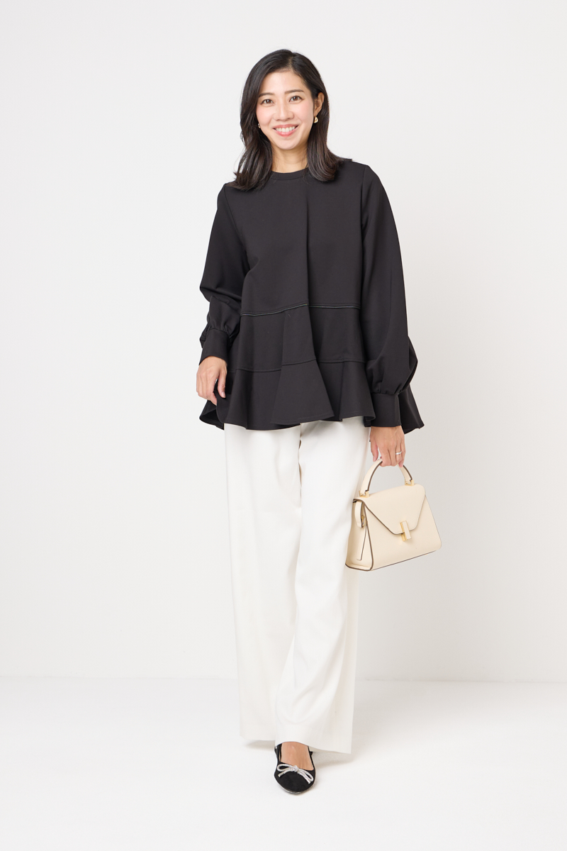 クラウドチームVERY青山美沙子のフレアボーダープルオーバーコーデ