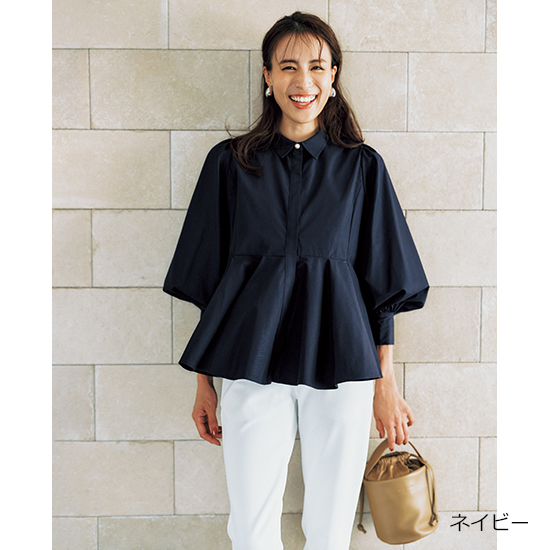 [THREE SQUARE]ペプラムフレアブラウス