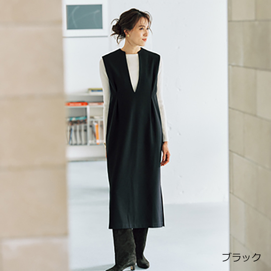 [THREE SQUARE]タックジャンパースカート